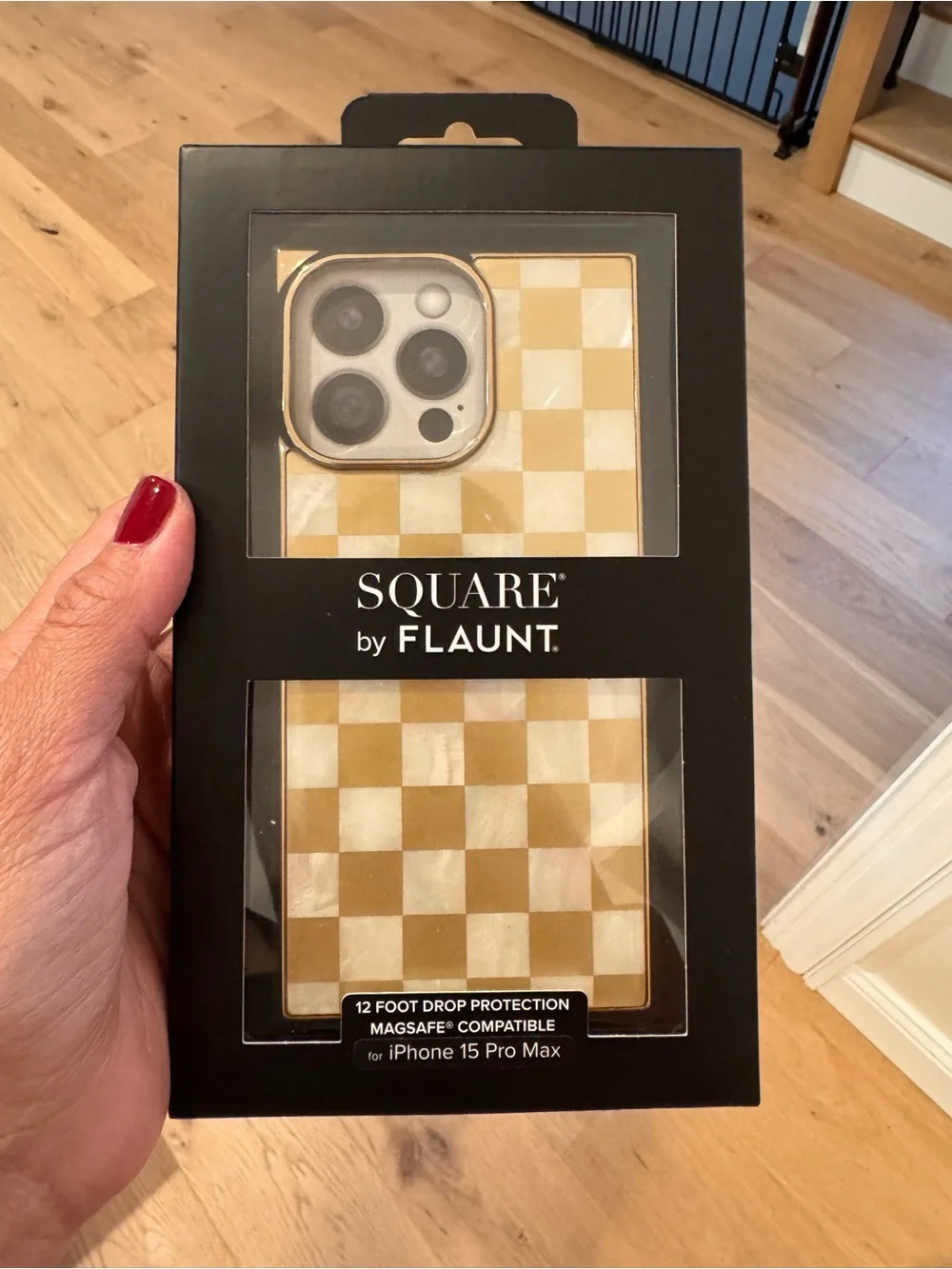 Elite Collection Gold Mother-of-Pearl Checkered iPhone Case